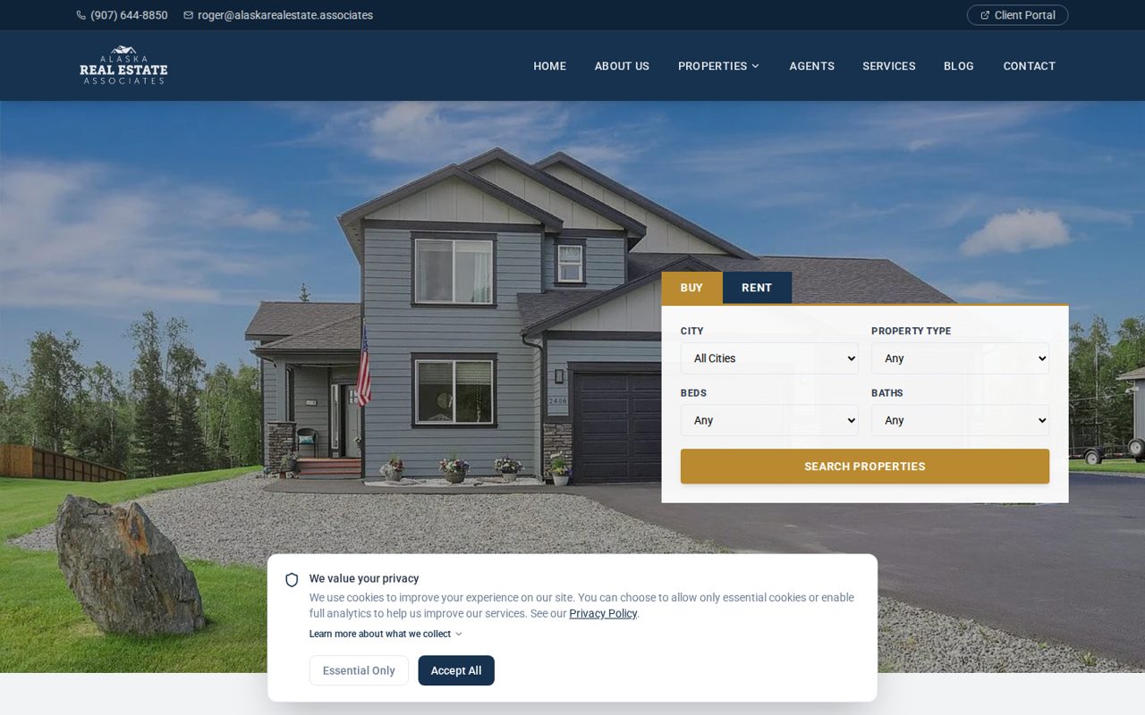 Alaska Real Estate Associates website homepage