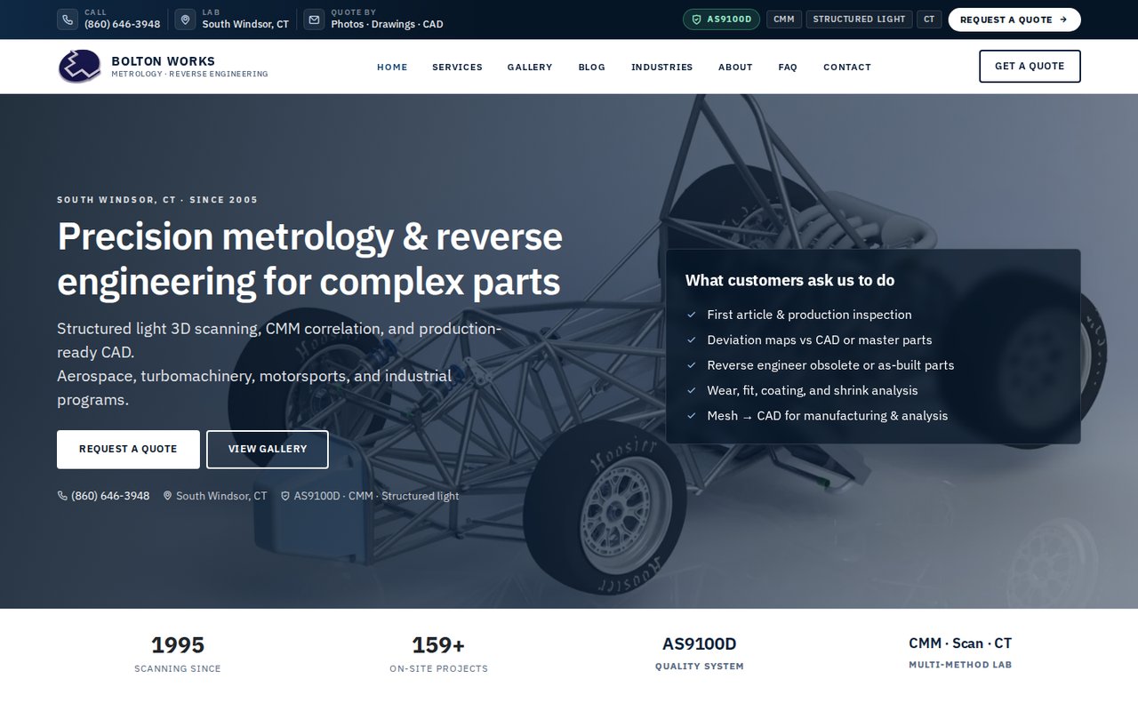 Bolton Works website homepage