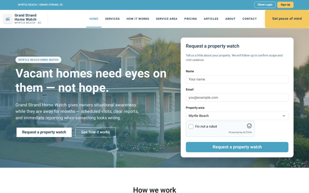 Grand Strand Home Watch website homepage