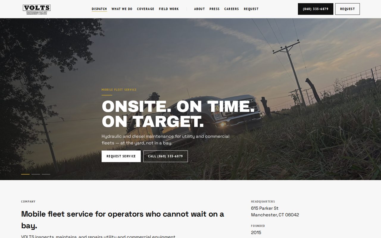 VOLTS USA website homepage